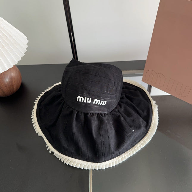 MIUMIU 26S PLEATED WIDE-BRIM HAT 343600