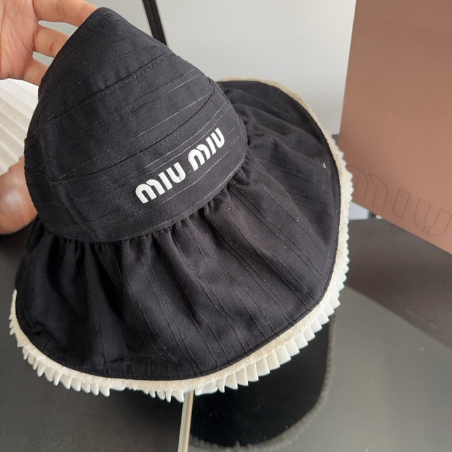 MIUMIU 26S PLEATED WIDE-BRIM HAT 343600