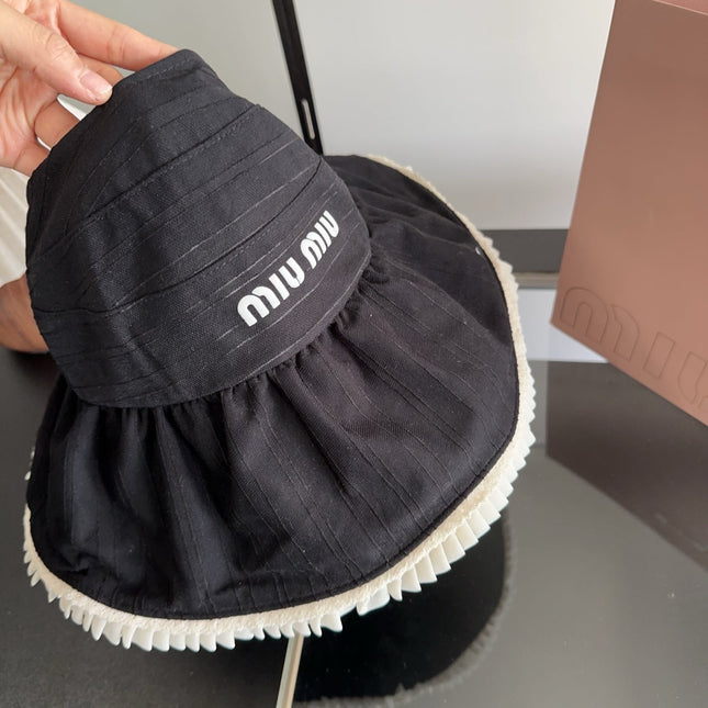 MIUMIU 26S PLEATED WIDE-BRIM HAT 343600