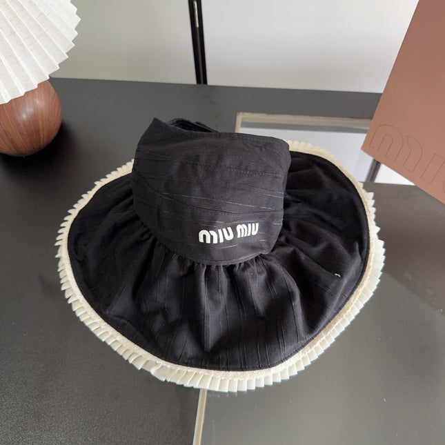 MIUMIU 26S PLEATED WIDE-BRIM HAT 343600