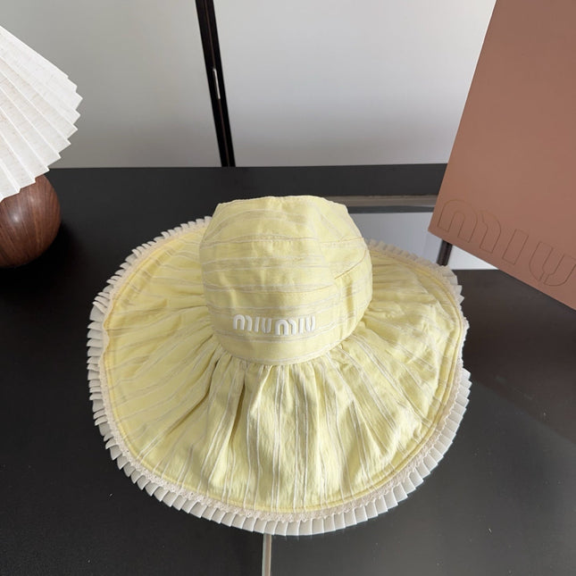 MIUMIU 26S PLEATED WIDE-BRIM HAT 343601