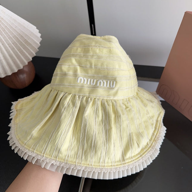 MIUMIU 26S PLEATED WIDE-BRIM HAT 343601