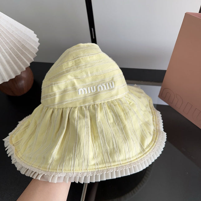 MIUMIU 26S PLEATED WIDE-BRIM HAT 343601