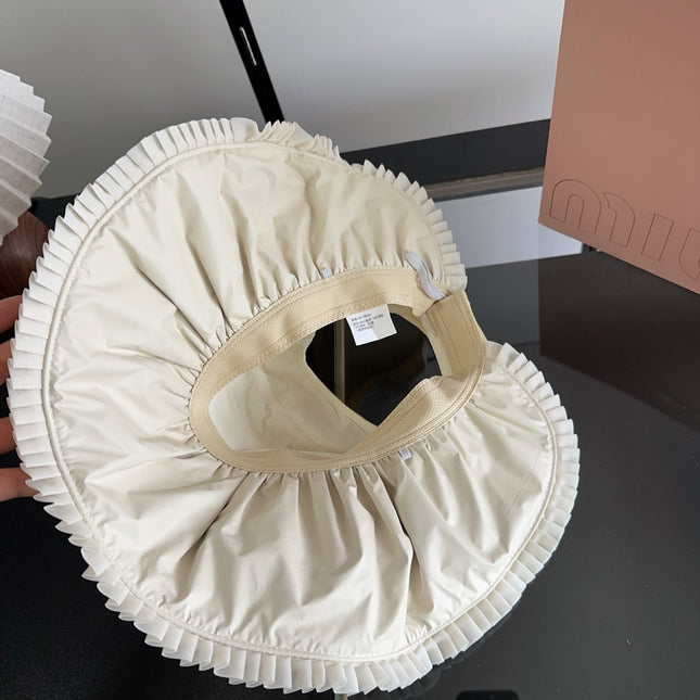MIUMIU 26S PLEATED WIDE-BRIM HAT 343601