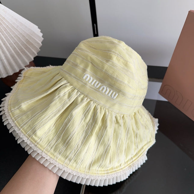 MIUMIU 26S PLEATED WIDE-BRIM HAT 343601
