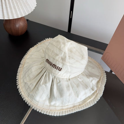 MIUMIU 26S PLEATED WIDE-BRIM HAT 343602