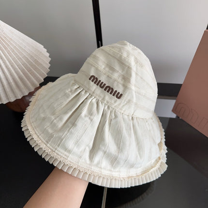 MIUMIU 26S PLEATED WIDE-BRIM HAT 343602