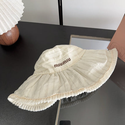 MIUMIU 26S PLEATED WIDE-BRIM HAT 343602
