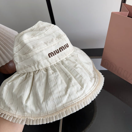 MIUMIU 26S PLEATED WIDE-BRIM HAT 343602