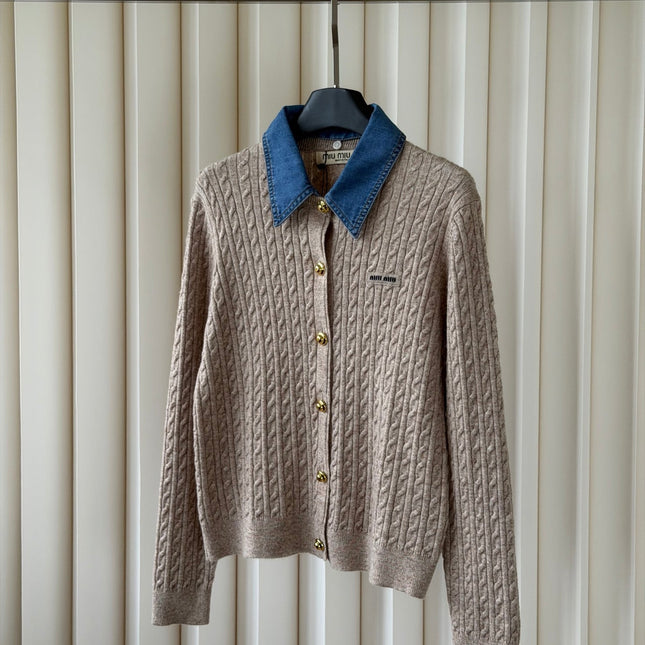 MIUMIU 26S COLLAR KNIT CARDIGAN 1574