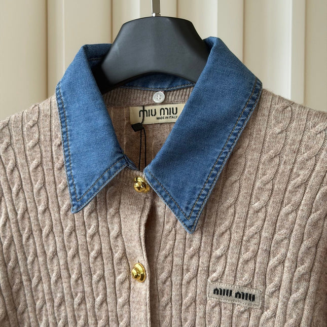 MIUMIU 26S COLLAR KNIT CARDIGAN 1574