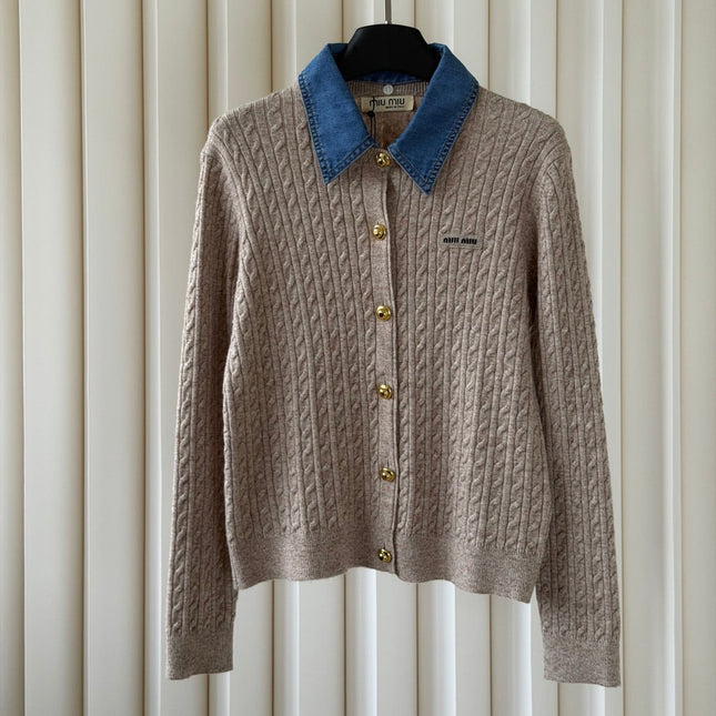 MIUMIU 26S COLLAR KNIT CARDIGAN 1574