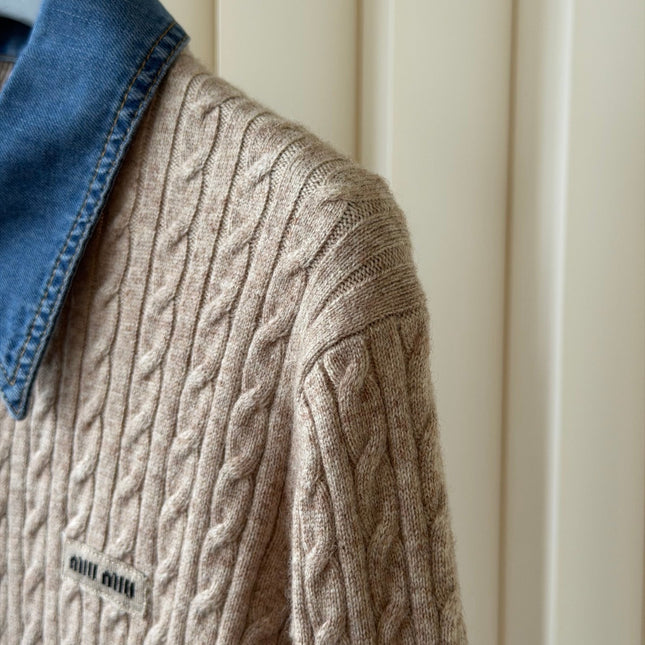 MIUMIU 26S COLLAR KNIT CARDIGAN 1574
