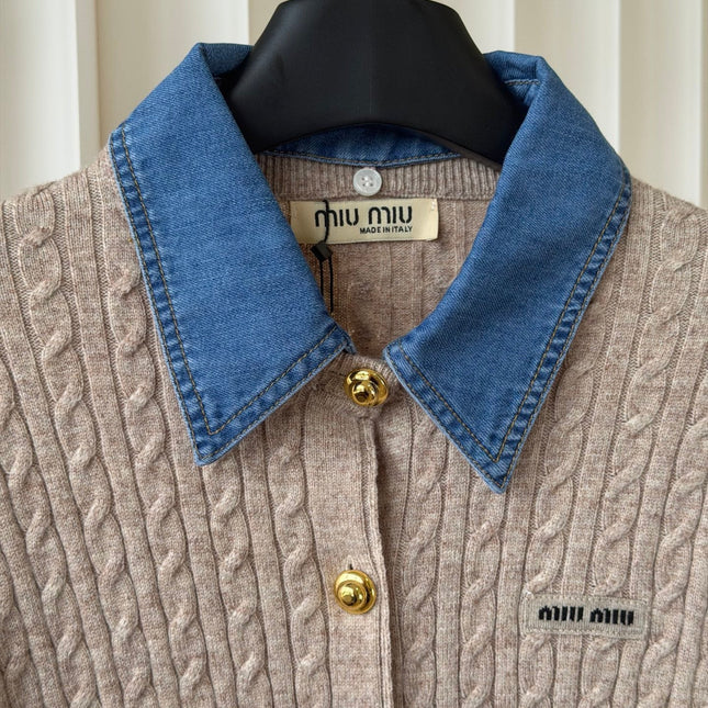 MIUMIU 26S COLLAR KNIT CARDIGAN 1574