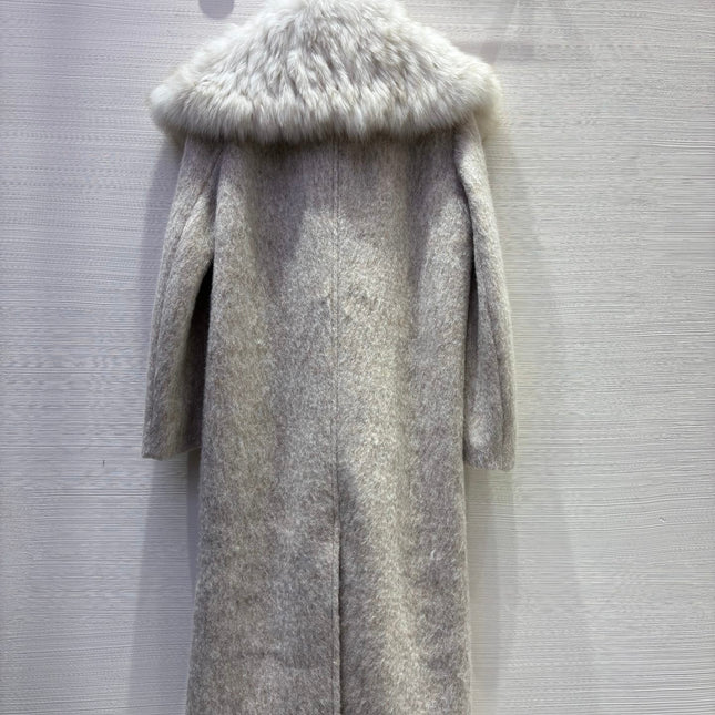 MAX MARA 25S DOUBLE-SIDED CASHMERE COAT WITH FOX FUR COLLAR 171