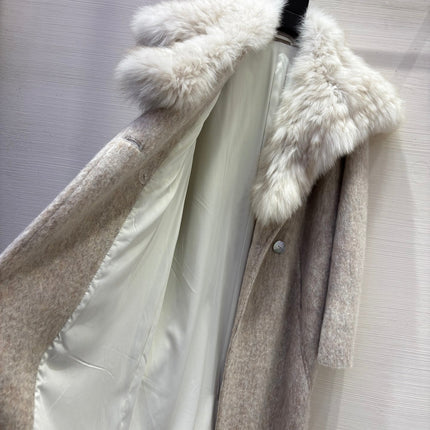 MAX MARA 25S DOUBLE-SIDED CASHMERE COAT WITH FOX FUR COLLAR 171