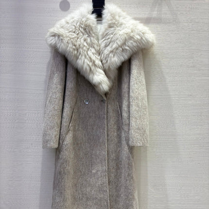 MAX MARA 25S DOUBLE-SIDED CASHMERE COAT WITH FOX FUR COLLAR 171