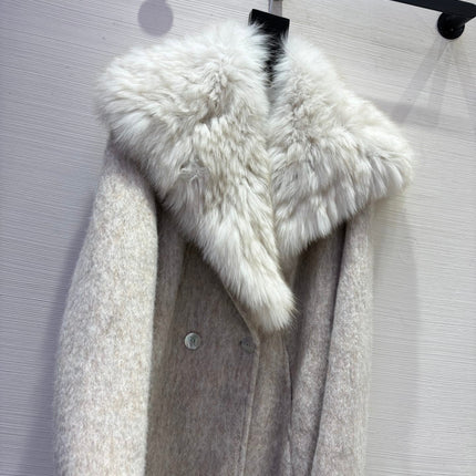 MAX MARA 25S DOUBLE-SIDED CASHMERE COAT WITH FOX FUR COLLAR 171