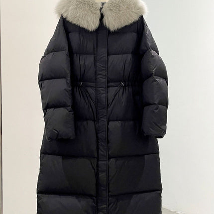 MAX MARA 25S LONG DOWN COAT WITH FOX FUR COLLAR 176