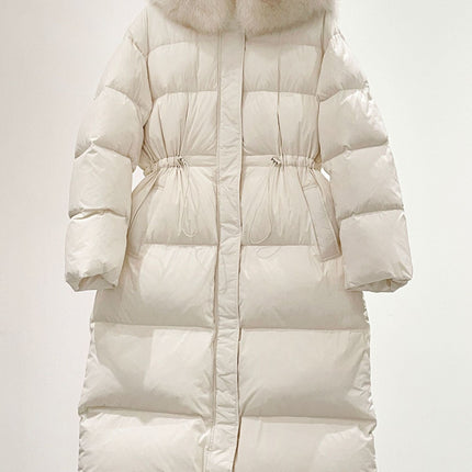 MAX MARA 25S LONG DOWN COAT WITH FOX FUR COLLAR 175