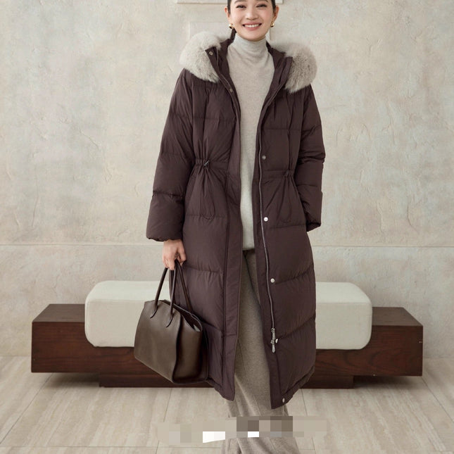 MAX MARA 25S LONG DOWN COAT WITH FOX FUR COLLAR 177