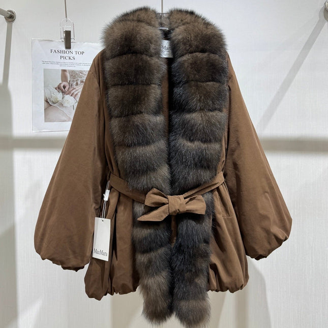 MAXMARA 26S FUR-TRIMMED BELTED JACKET 329