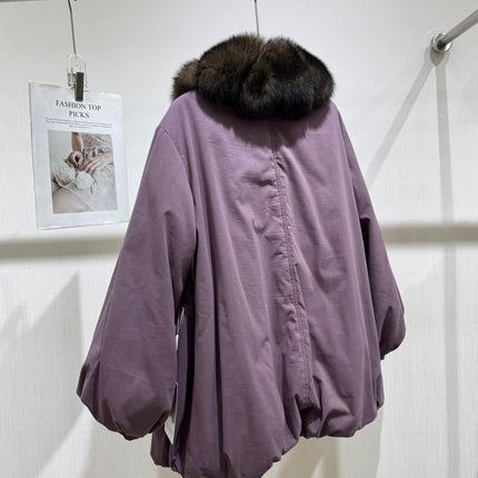 MAXMARA 26S FUR-TRIMMED BELTED JACKET 328