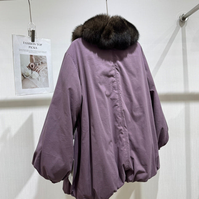 MAXMARA 26S FUR-TRIMMED BELTED JACKET 328
