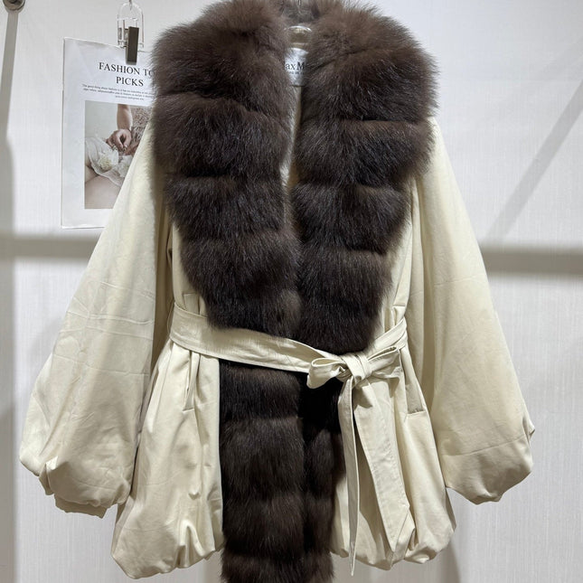 MAXMARA 26S FUR-TRIMMED BELTED JACKET 330