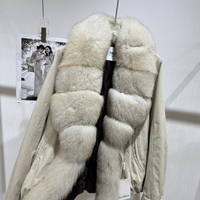 MAXMARA 26S FUR-TRIMMED SUEDE JACKET 293