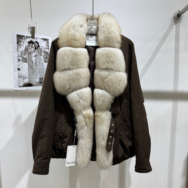 MAXMARA 26S FUR-TRIMMED SUEDE JACKET 295