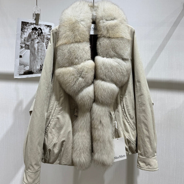 MAXMARA 26S FUR-TRIMMED SUEDE JACKET 293