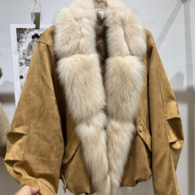 MAXMARA 26S FUR-TRIMMED SUEDE JACKET 289