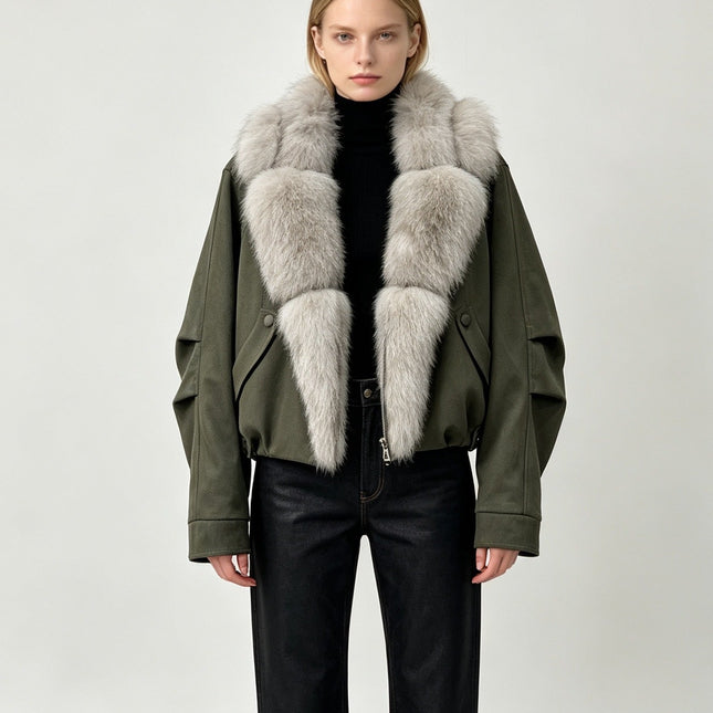 MAXMARA 26S FUR-TRIMMED SUEDE JACKET 287