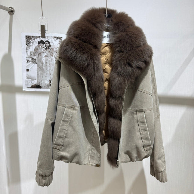 MAXMARA 26S FUR-TRIMMED DENIM JACKET 284