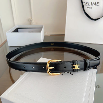 TRIOMPHE BELT 2.5 CM IN BLACK CALFSKIN GOLD HARDWARE 603266