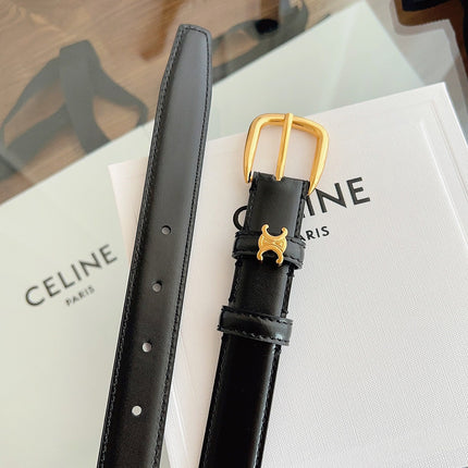 TRIOMPHE BELT 2.5 CM IN BLACK CALFSKIN GOLD HARDWARE 603266