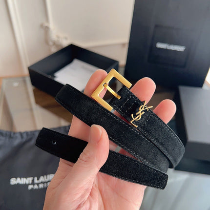 YSL 25S BELT 20 MM IN BLACK SUEDE 616309