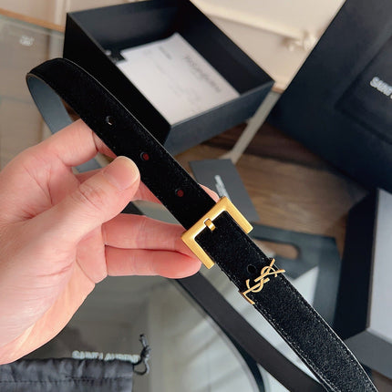 YSL 25S BELT 20 MM IN BLACK SUEDE 616309