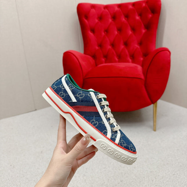 GUCCI 26S LOW TOP SNEAKERS IN BLUE DENIM STYLE 25