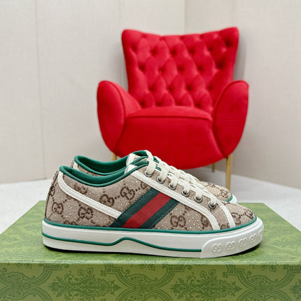GUCCI 26S LOW TOP SNEAKERS IN BEIGE EBONY CANVAS STYLE 15