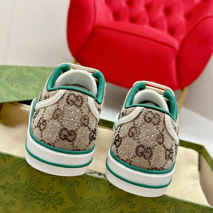 GUCCI 26S LOW TOP SNEAKERS IN BEIGE EBONY CANVAS STYLE 15