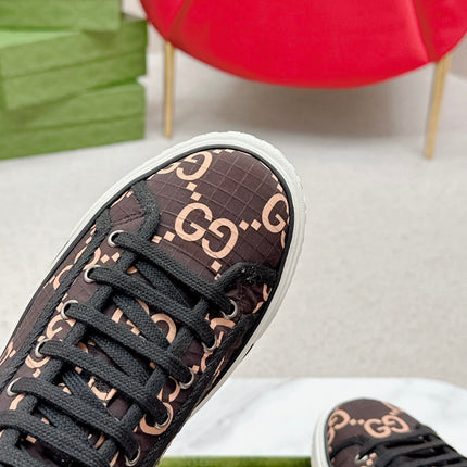 GUCCI 26S HIGH TOP SNEAKERS IN BROWN GG MONOGRAM CANVAS