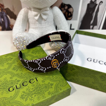 HEADBAND IN BLACK MONOGRAM PRINT LAMBSKIN 412506