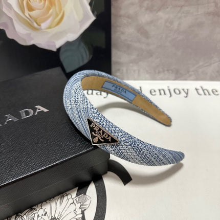 THICK HEADBAND IN BLUE MIX WHITE KNITTED FABRIC 432807