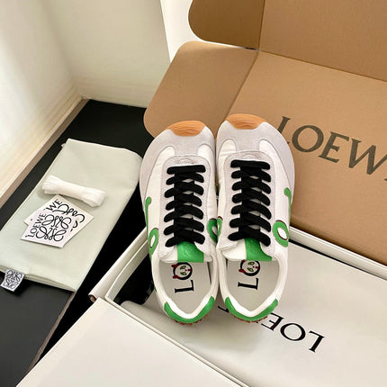 LOEWE 26S BALLET RUNNER 2.0 IN LIGHT GRAY SUEDE AND WHITE NYLON