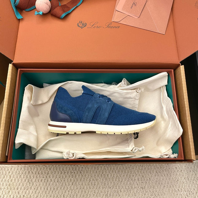 LP 26S BASIC 360 FLEXY WALK SNEAKER IN DARK BLUE FABRICS AND CALFSKIN