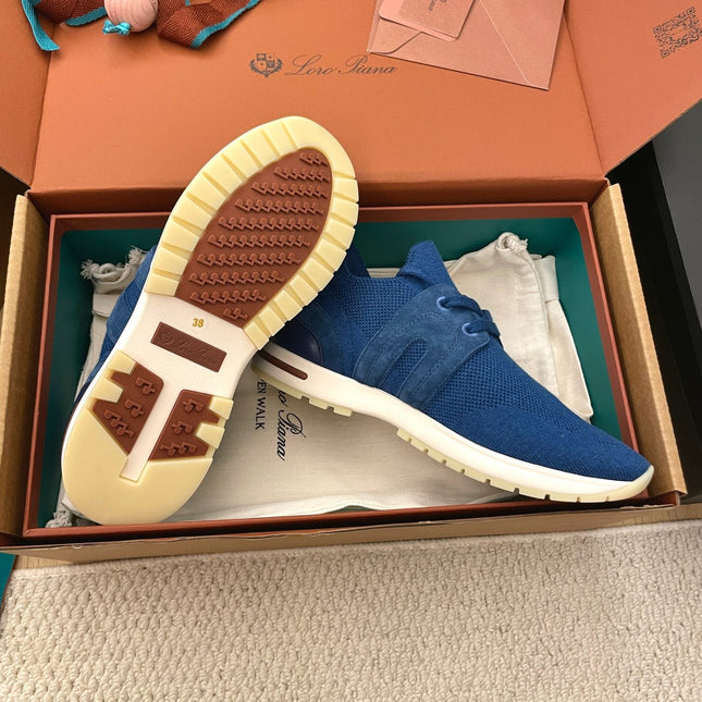 LP 26S BASIC 360 FLEXY WALK SNEAKER IN DARK BLUE FABRICS AND CALFSKIN