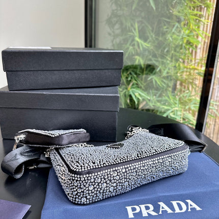 PRA 22 SATIN MINI-BAG WITH FULLY RHINSTONES