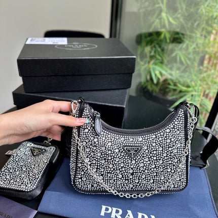 PRA 22 SATIN MINI-BAG WITH FULLY RHINSTONES